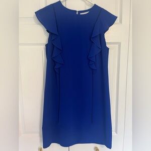 Charles Henry Blue Ruffled Sheath Mini Dress